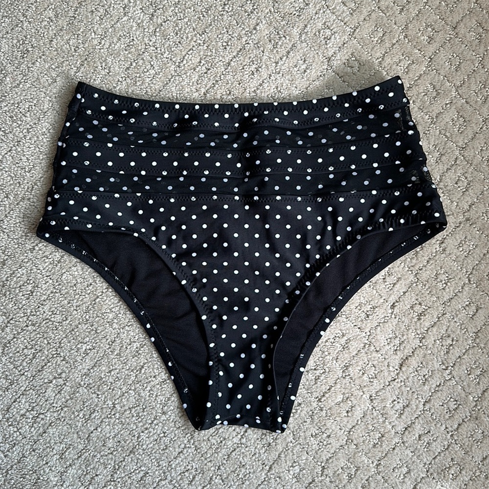 Shade & Shore Polka Dot High Waisted Bikini Bottoms Size medium